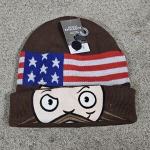 Duck Dynasty Brown Beanie with American Flag Design